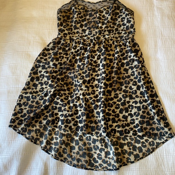 Cheetah Print Hi Lo Dress with lace detail Sz L - Picture 2 of 7